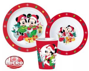 Plastový set Minnie a Mickey Vianoce 3-dielny , Barva - Červená