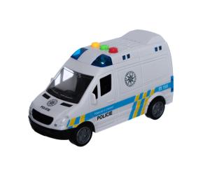 Auto policie plastové 15 cm na setrvačník na baterie se zvukem se světlem v krabici , Barva - Strieborná