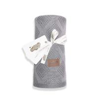 Pletená deka do kočíka bavlna bambus šedá , Barva - Šedá , Rozměr textilu - 80x100