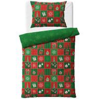Bavlnené obliečky Vianočné Patchwork , Barva - Zeleno-červená , Rozměr textilu - 140x200