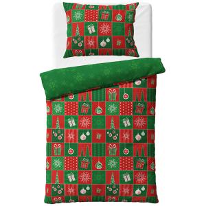 Bavlnené obliečky Vianočné Patchwork , Barva - Zeleno-červená , Rozměr textilu - 140x200