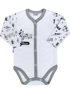 Body celorozopínacie Music , Velikost - 56 , Barva - Bílo-šedá