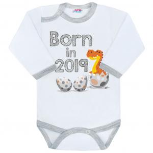 Body s potiskem New Baby Born in 2019 , Barva - Šedo-bílá , Velikost - 56