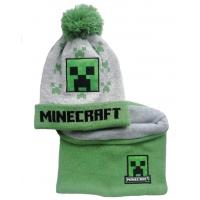 Čiapka a nákrčník Minecraft , Velikost čepice - 52 , Barva - Šedo-zelená