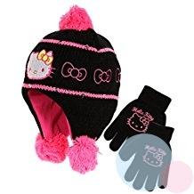 Čiapka a rukavice Hello Kitty , Barva - Čierna