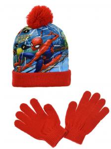 Čiapka a rukavice Spiderman , Velikost čepice - 52 , Barva - Červená