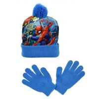 Čiapka a rukavice Spiderman , Velikost čepice - 52 , Barva - Modrá
