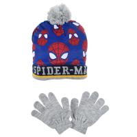 Čepice a rukavice Spiderman , Velikost čepice - 52 , Barva - Šedo-modrá