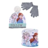 Čiapky, rukavice a nákrčník Frozen , Velikost čepice - 52 , Barva - Modro-šedá