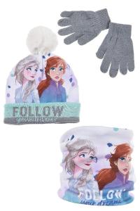 Čiapky, rukavice a nákrčník Frozen , Velikost čepice - 52 , Barva - Modro-šedá
