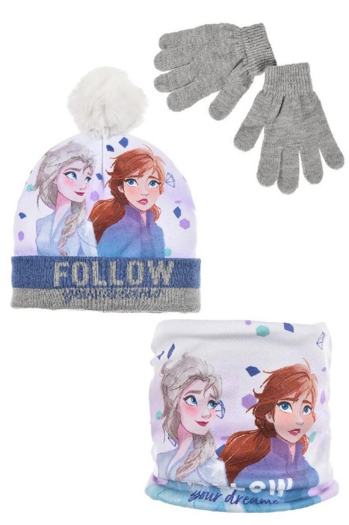 Čiapka, rukavice a nákrčník Frozen