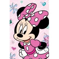 Deka mikroflanel Minnie Flowers , Barva - Ružová , Rozměr textilu - 100x150