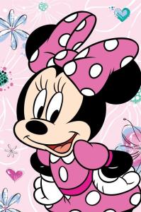 Deka mikroflanel Minnie Flowers , Barva - Ružová , Rozměr textilu - 100x150