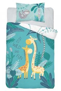 Obliečky do postieľky Žirafy bambus , Barva - Tyrkysová , Rozměr textilu - 100x135