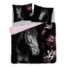 Francúzske obliečky Kôň Romantic , Barva - Černo-růžová  , Rozměr textilu - 200x220