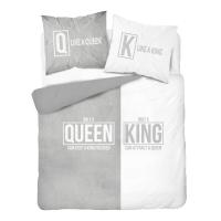 Francúzske obliečky Queen King , Barva - Bílo-šedá , Rozměr textilu - 200x220