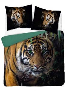 Francúzske obliečky Tiger natur , Barva - Zelená , Rozměr textilu - 200x220
