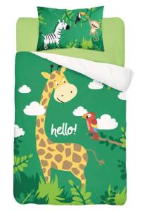 Obliečky do postieľky Džungľa žirafa , Barva - Zelená , Rozměr textilu - 100x135