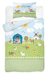 Obliečky do postieľky Malá farma , Barva - Svetlo zelená , Rozměr textilu - 100x135