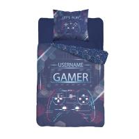 Obliečky Gamer blue , Barva - Tmavo modrá , Rozměr textilu - 140x200
