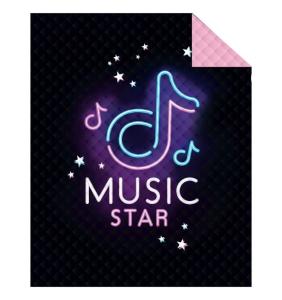 Prikrývka na posteľ Music Star , Barva - Čierna , Rozměr textilu - 170x210