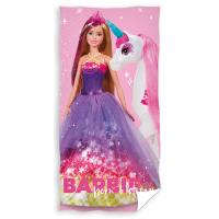 osuška Barbie a Jednorožec , Barva - Ružová , Rozměr textilu - 70x140