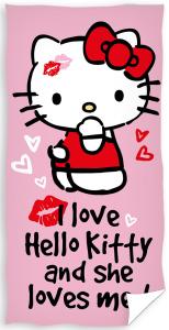 Osuška Hello Kitty Love , Barva - Ružová , Rozměr textilu - 70x140