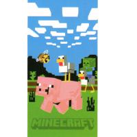 Osuška Minecraft Prasa a Kačica , Barva - Modro-zelená , Rozměr textilu - 70x140