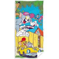 Osuška Tom a Jerry V žltom kabriolete , Barva - Barevná , Rozměr textilu - 70x140
