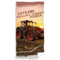 Osuška Traktor na poli , Barva - Hnedá , Rozměr textilu - 140x200
