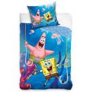 Obliečky Sponge Bob Na háčiku , Barva - Modrá , Rozměr textilu - 140x200