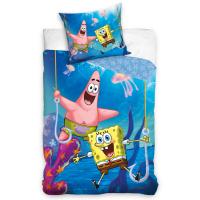 Obliečky Sponge Bob Na háčiku , Barva - Modrá , Rozměr textilu - 140x200
