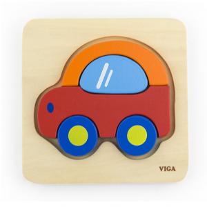 Drevené puzzle pre najmenších Viga Auto , Barva - Barevná