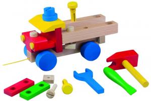 Drevené ťahacie montážne auto