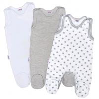 Dupačky New Baby Classic 3ks , Velikost - 74 , Barva - Bílo-šedá