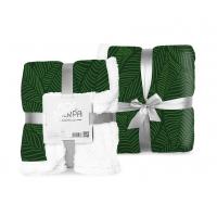 Fleece deka s baránkom listy , Barva - Tmavo zelená , Rozměr textilu - 150x200