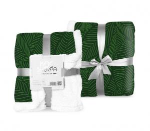 Fleece deka s baránkom listy , Barva - Tmavo zelená , Rozměr textilu - 150x200