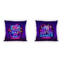 Obliečka na vankúšik Gamer Neon , Barva - Tmavo fialová , Rozměr textilu - 40x40