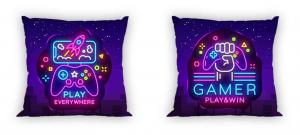Obliečka na vankúšik Gamer Neon , Barva - Tmavo fialová , Rozměr textilu - 40x40