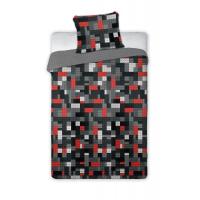 Obliečky Kocky grey , Barva - Šedo-červená , Rozměr textilu - 140x200