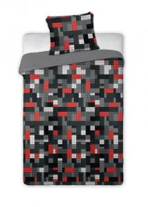 Obliečky Kocky grey , Barva - Šedo-červená , Rozměr textilu - 140x200
