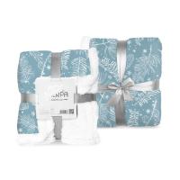 Fleece deka s baránkom vetvičky , Barva - Světlo modrá , Rozměr textilu - 150x200