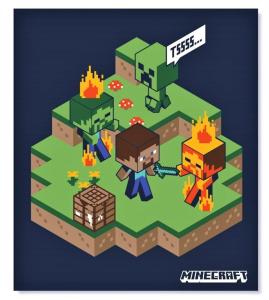 deka Minecraft , Barva - Tmavo modrá , Rozměr textilu - 100x140
