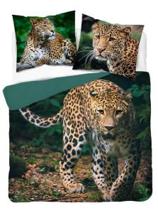 Francúzske obliečky Leopard natur , Barva - Zelená , Rozměr textilu - 200x220