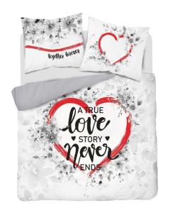 Francúzske obliečky Love story , Barva - Svetlo šedá , Rozměr textilu - 200x220