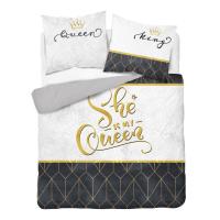 Francúzske obliečky She is my Queen , Barva - Biela , Rozměr textilu - 200x220