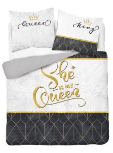 Francúzske obliečky She is my Queen , Barva - Biela , Rozměr textilu - 200x220