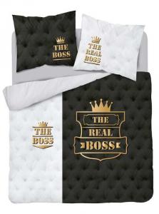 Francúzske obliečky The Boss , Barva - Bielo-čierna , Rozměr textilu - 200x220