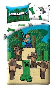 Obliečky Minecraft Creeper a Steve , Barva - Bielo-zelená , Rozměr textilu - 140x200