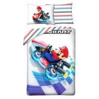 Obliečky Super Mario motokára , Barva - Biela , Rozměr textilu - 140x200